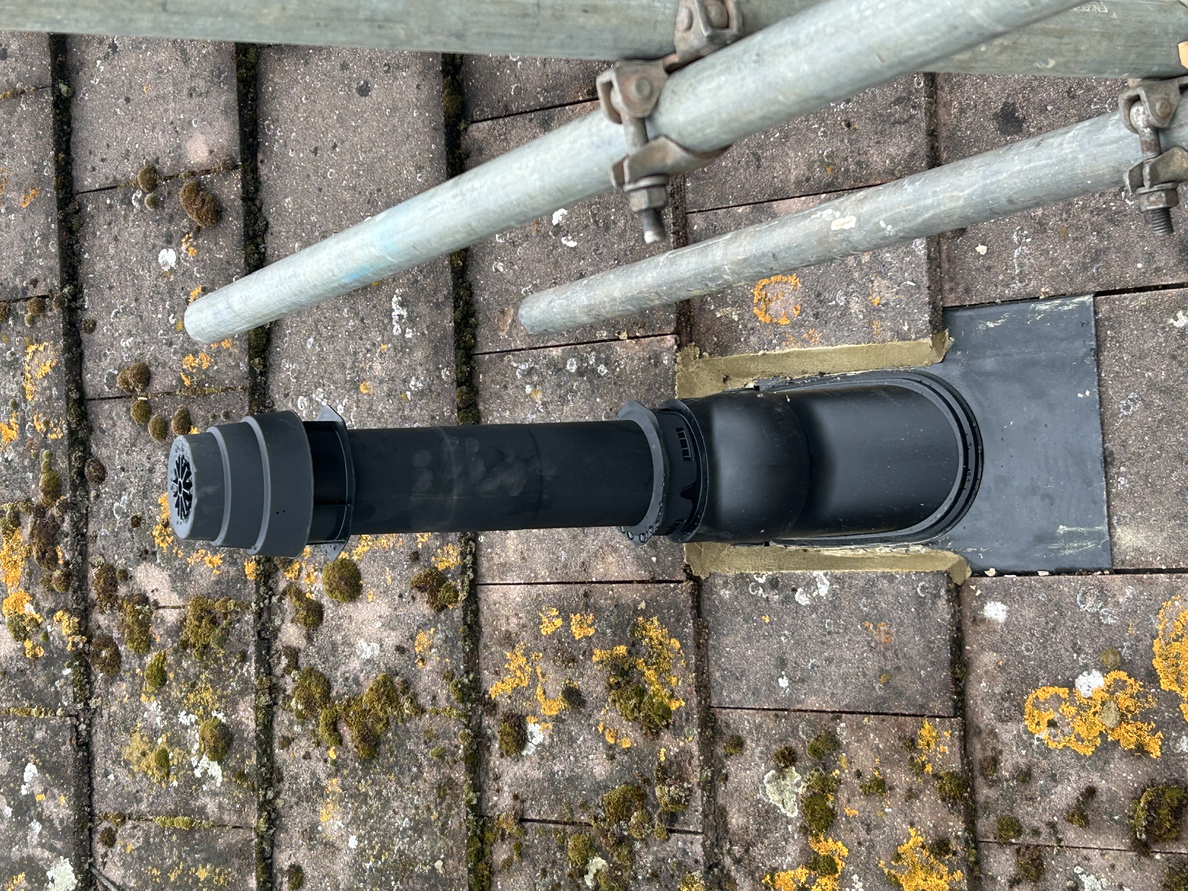 Roof flashing and vertical flue for new combi boiler installation in Sevenoaks