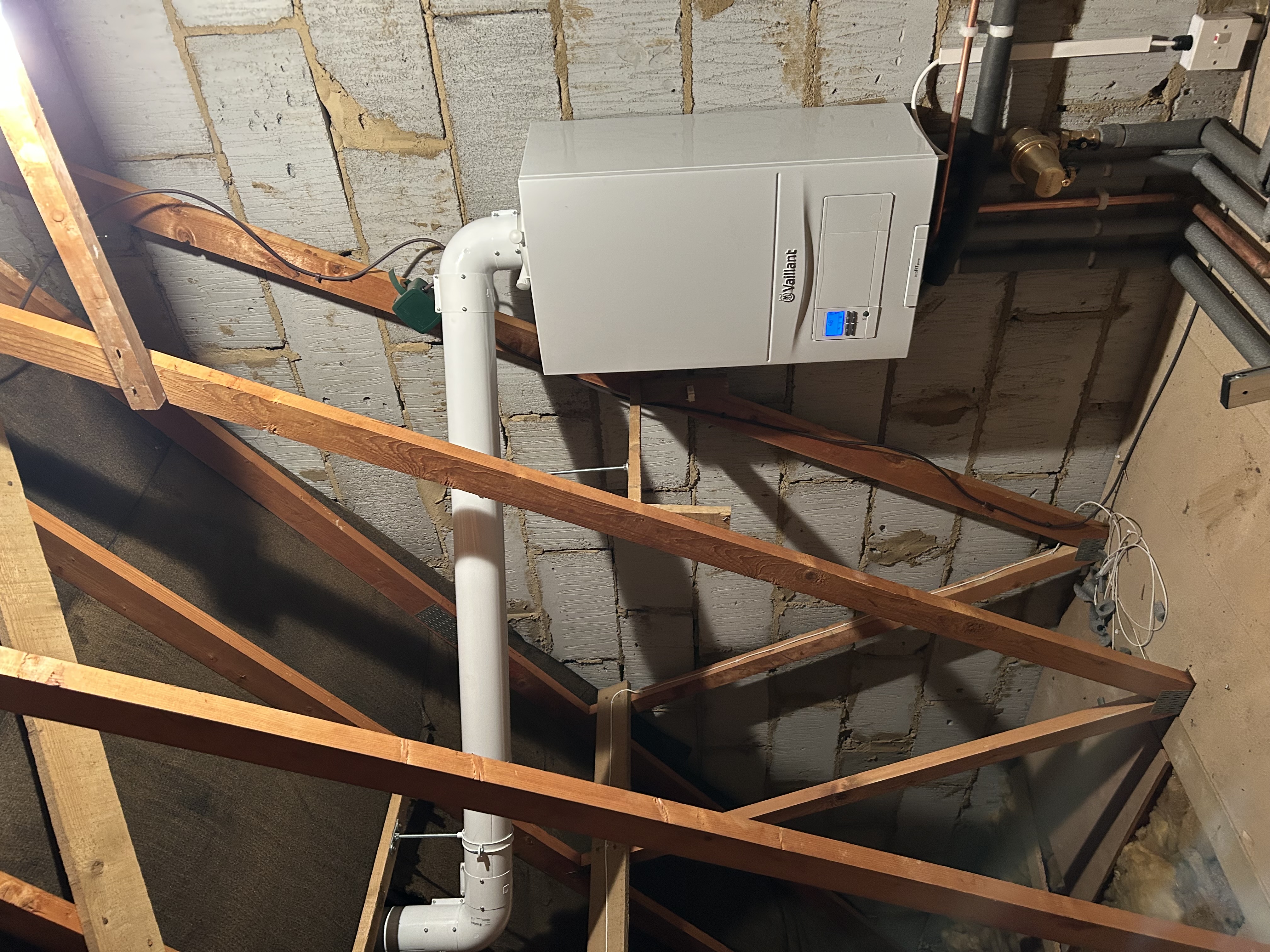 New Vaillant ecoFIT pure combi boiler installed in loft by APV Heating Services in Sevenoaks