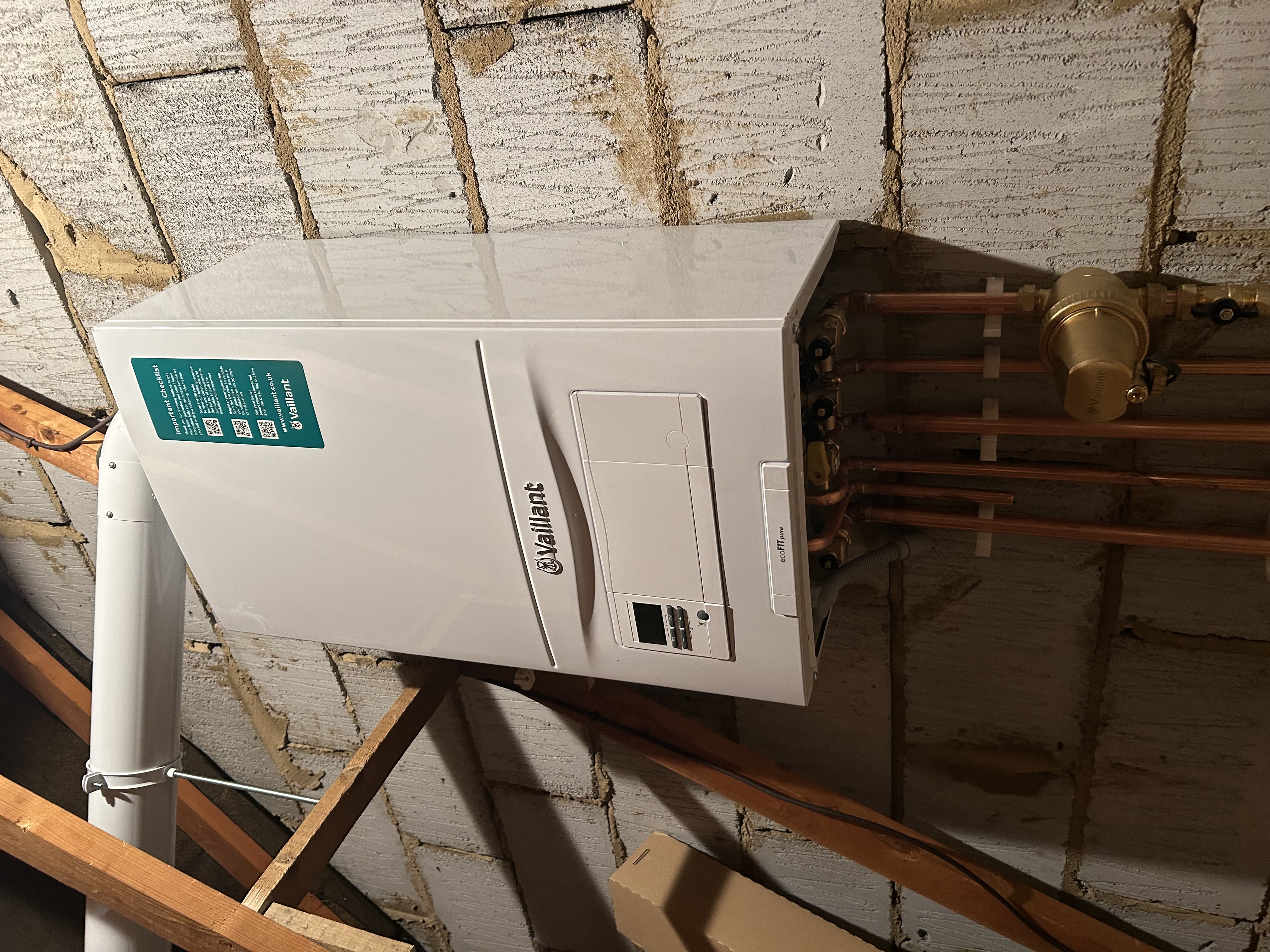 New Vaillant ecoFIT pure combi boiler installed in loft in Sevenoaks